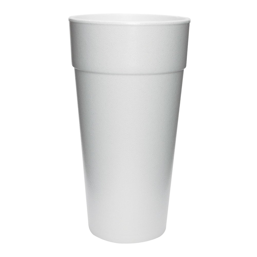 DART 24J16 Drink Foam Cups, Hot/Cold, 24oz, White, 25 Per Bag (Case of 20 Bags) (DCC24J16)