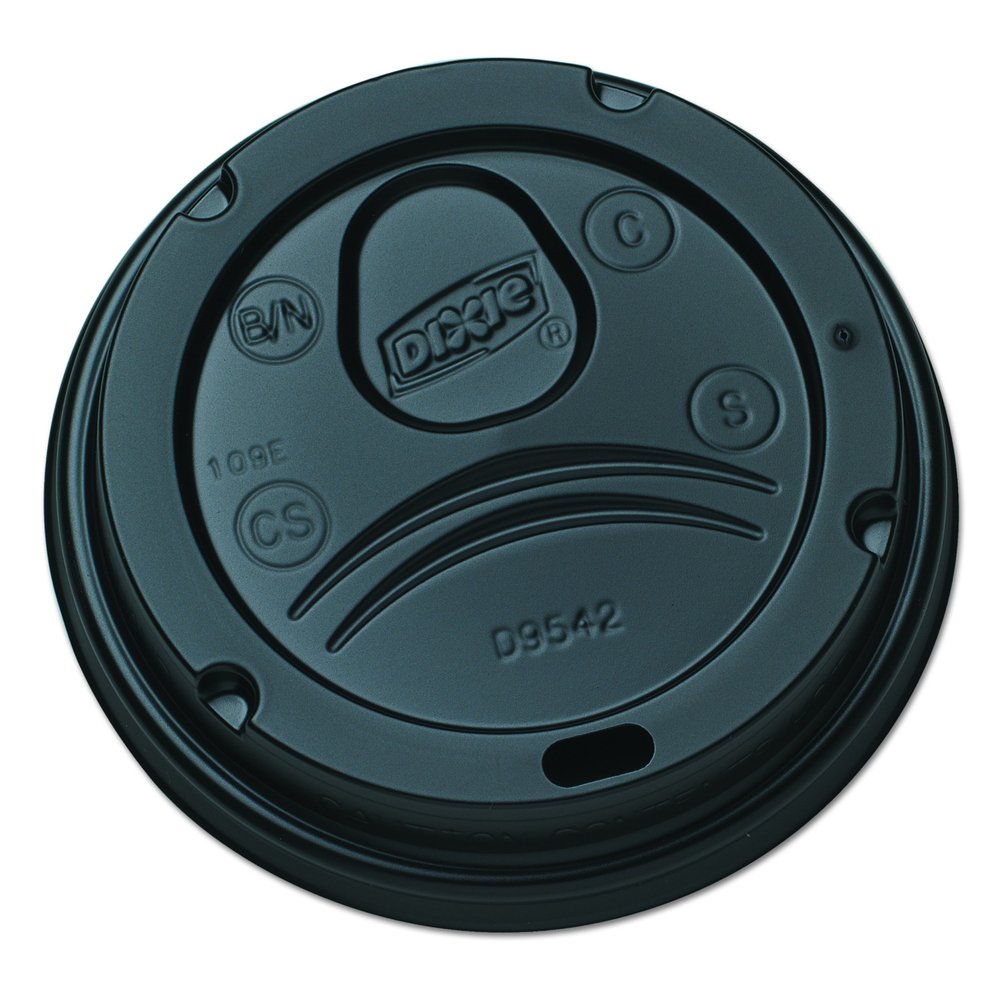 Georgia-Pacific Dixie 10-16 Oz. Dome Hot Coffee Cup Lids by GP PRO (Georgia-Pacific), Black, D9542B, 1,000 Count (100 Lids Per Sleeve, 10 Sleeves Per Case), Large