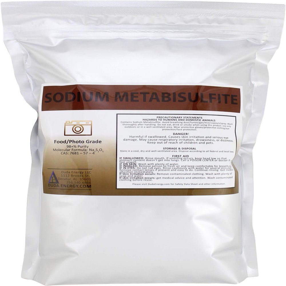 20 lb Sodium Metabisulfite Food Grade/Photo Grade 98.6+% Purity White Granular Solid Crystals