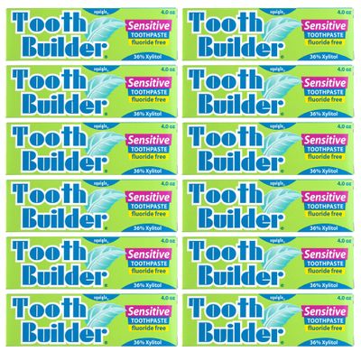 Squigle Tooth Builder SLS Free Toothpaste (Stops Tooth Sensitivity) Prevents Canker Sores, Cavities, Perioral Dermatitis, Bad Breath, Chapped Lips, 4 oz (48 Ounce (Pack of 12), Unflavored)