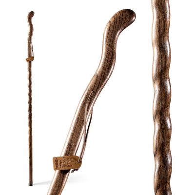 Brazos Handcrafted Wood Walking Stick, Twisted Oak, Ergonomic Style Handle, for Men & Women, Made in The USA, Brown, 55"