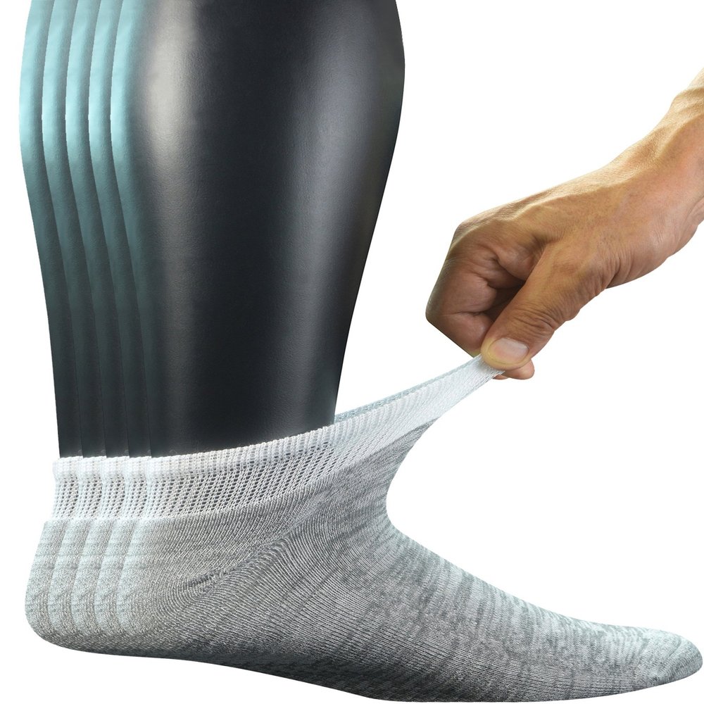 Yomandamor Men's 5 Pairs Low Cut Diabetic Socks with Cushion Sole and Seamless Toe