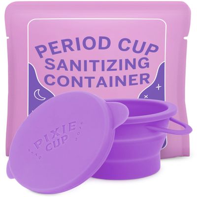 Pixie Menstrual Cup Compact Sterilizer for Feminine Care - Good for Public Restrooms, Camping or Dorms - Collapsible Cleaner Container for Your Menstrual Disc & Period Cup - Microwavable - Reusable