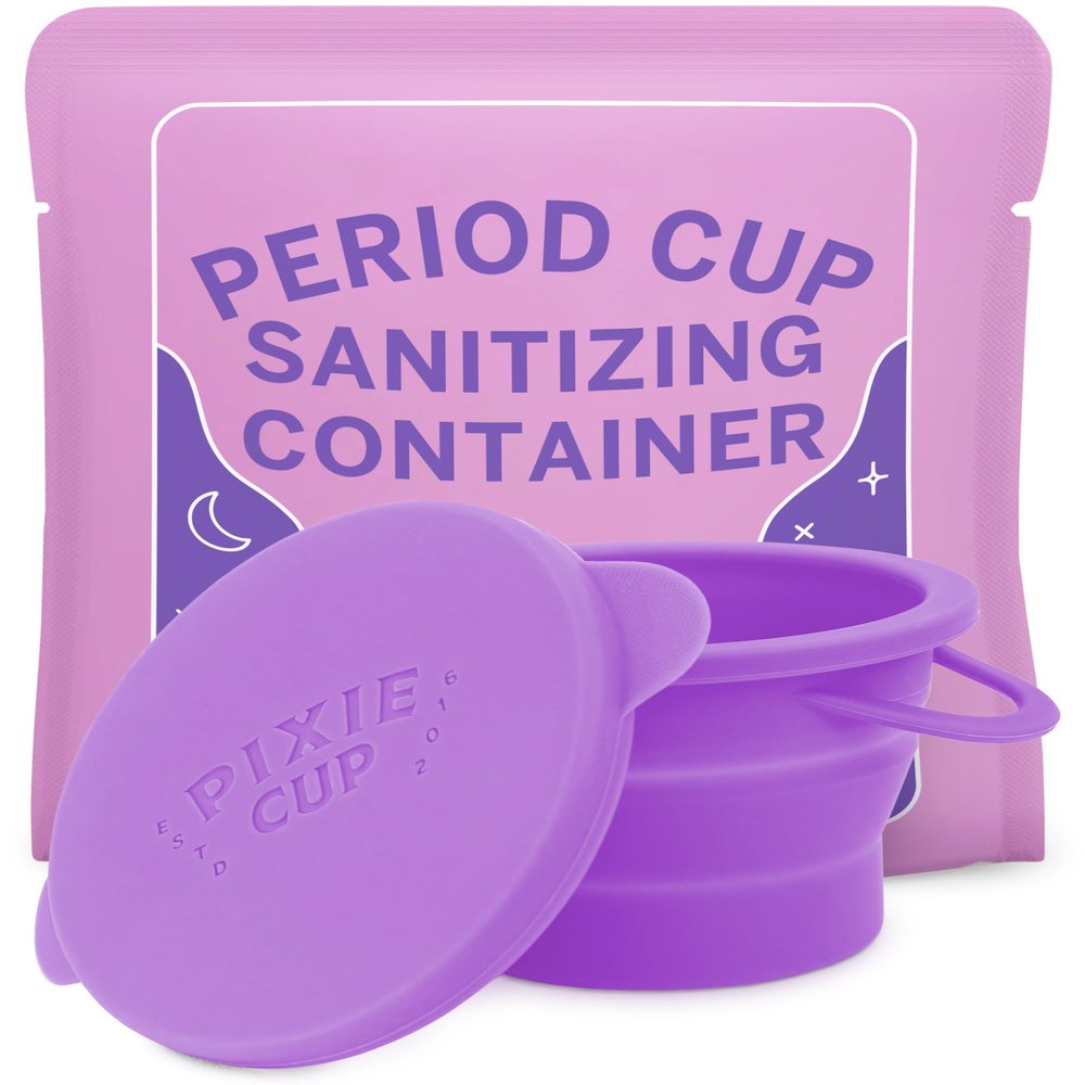 Pixie Menstrual Cup Compact Sterilizer for Feminine Care - Good for Public Restrooms, Camping or Dorms - Collapsible Cleaner Container for Your Menstrual Disc & Period Cup - Microwavable - Reusable