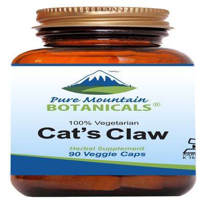 Pure Mountain Botanicals Cats Claw Capsules - 90 Kosher Vegan Caps with 1000mg Peruvian Cats Claw Uncaria Tomentosa Herbal Supplement