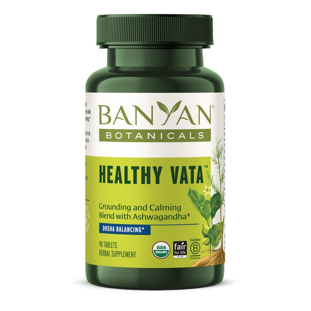 Banyan Botanicals Organic Healthy Vata Grounding & Stability Supplementwith Ashwagandha, Shatavari & MucunaNatural Support for Restful Sleep, Dryness & Scattered Thoughts-90 Tablets-USDA Organic