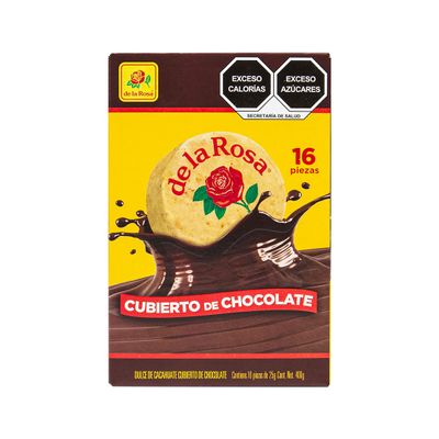 De la Rosa Original Chocolate Covered Mazapn Peanut Candy (16 pieces) and 2 mini marshmallow pockets, mazapn cubierto de chocolate 16 piezas y 2 paquetes de mini bombones