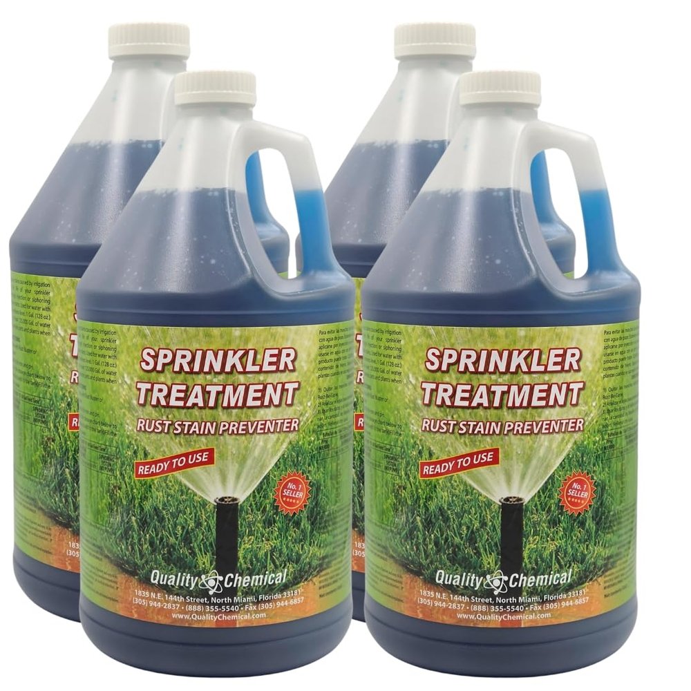 Quality Chemical Sprinkler Treatment Rust Stain Preventer - Ready to Use Irrigation Well Water Additive for Injection & Siphon Systems, Treats 125,000 Gallons - 128 oz (Pack of 4)
