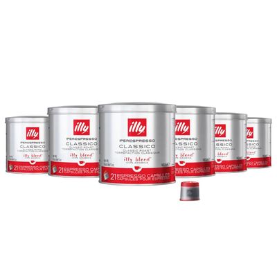 illy Coffee iperEspresso Capsules - Single-Serve Coffee Capsules & Pods - Single Origin Coffee Pods Classico Medium Roast with Notes of Caramel - For iperEspresso Capsule Machines 21 Count, 6 Pack