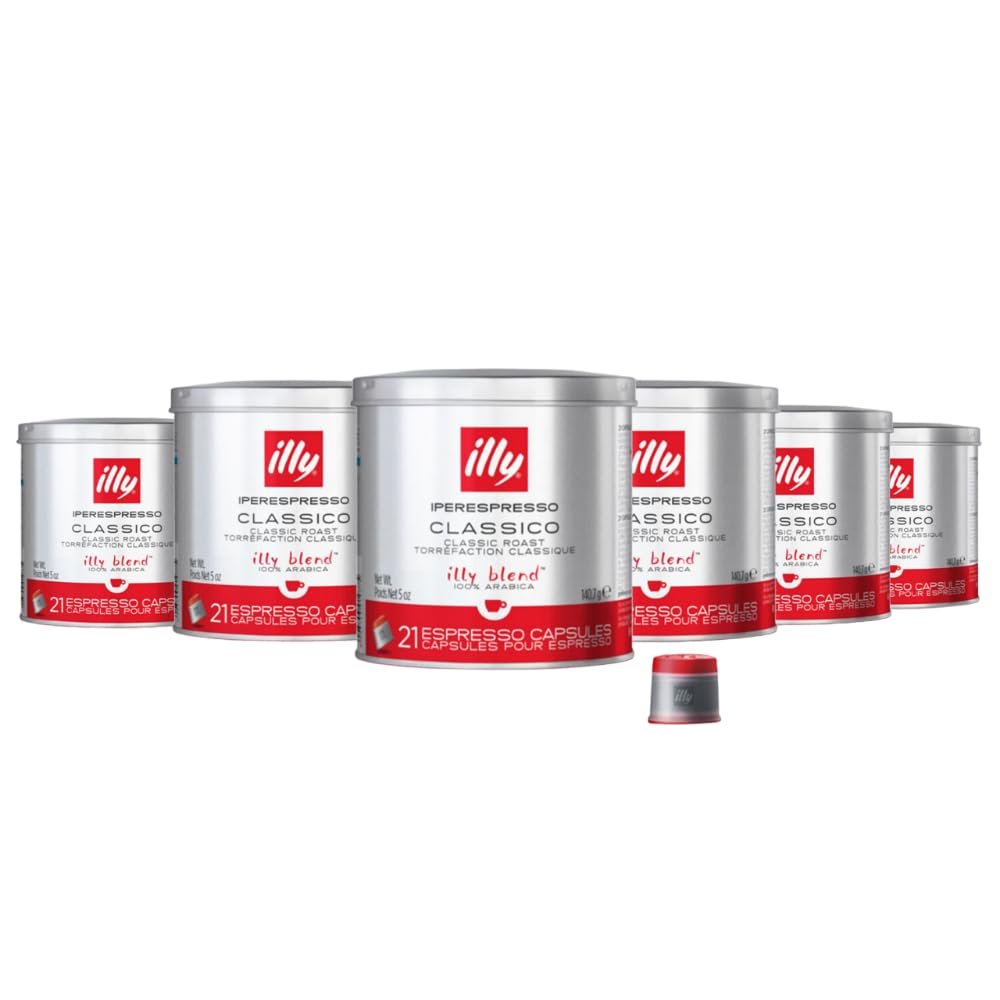 illy Coffee iperEspresso Capsules - Single-Serve Coffee Capsules & Pods - Single Origin Coffee Pods  Classico Medium Roast with Notes of Caramel - For iperEspresso Capsule Machines  21 Count, 6 Pack