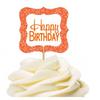 12pack Happy Birthday Orange Flower Birthday Party CUpcake Desert Appetizer Food Decoration Picks view 1
