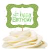 12pack Happy Birthday Mint Green Flower Birthday Party CUpcake Desert Appetizer Food Decoration Picks view 1