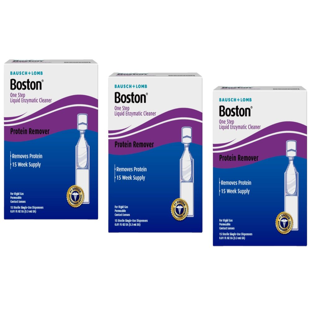Bausch & Lomb Boston One Step Liquid Enzymatic Cleaner, Protein Remover, 0.01 Fl Oz ( Pack of 3)