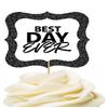 12pack Best Day Ever Black Flower Cupcake Desert Appetizer Food Picks for Weddings, Birthdays, Baby Showers, Events & Parties view 1