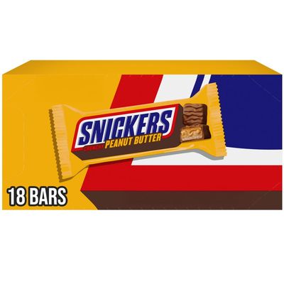 Snickers Peanut Butter Squared Singles Size Chocolate Candy Bars Individually Wrapped Chocolate for Snacks, Parties, Holidays, Bulk 1.78-Ounce 18-Count Box