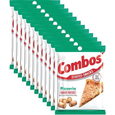 COMBOS Cheese Snacks - Pizzeria Pretzel Baked Snack Packs, Cheese Crackers Snacks, 6.3-Ounce Bag Bulk Box (Pack of 12)