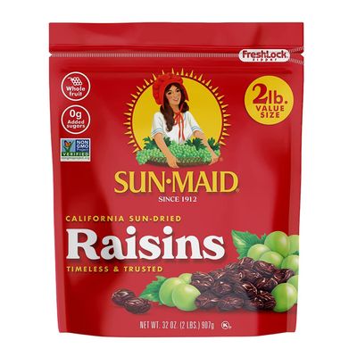 Sun-Maid Natural California Raisins Bag, 32-Ounce (Pack of 4)