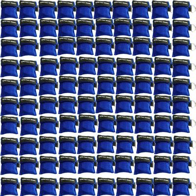 LSIKA-Z 100pcs CPR Face Shield Mask Keychain Keying CPR Face Shields Pocket Mask (Blue-100)