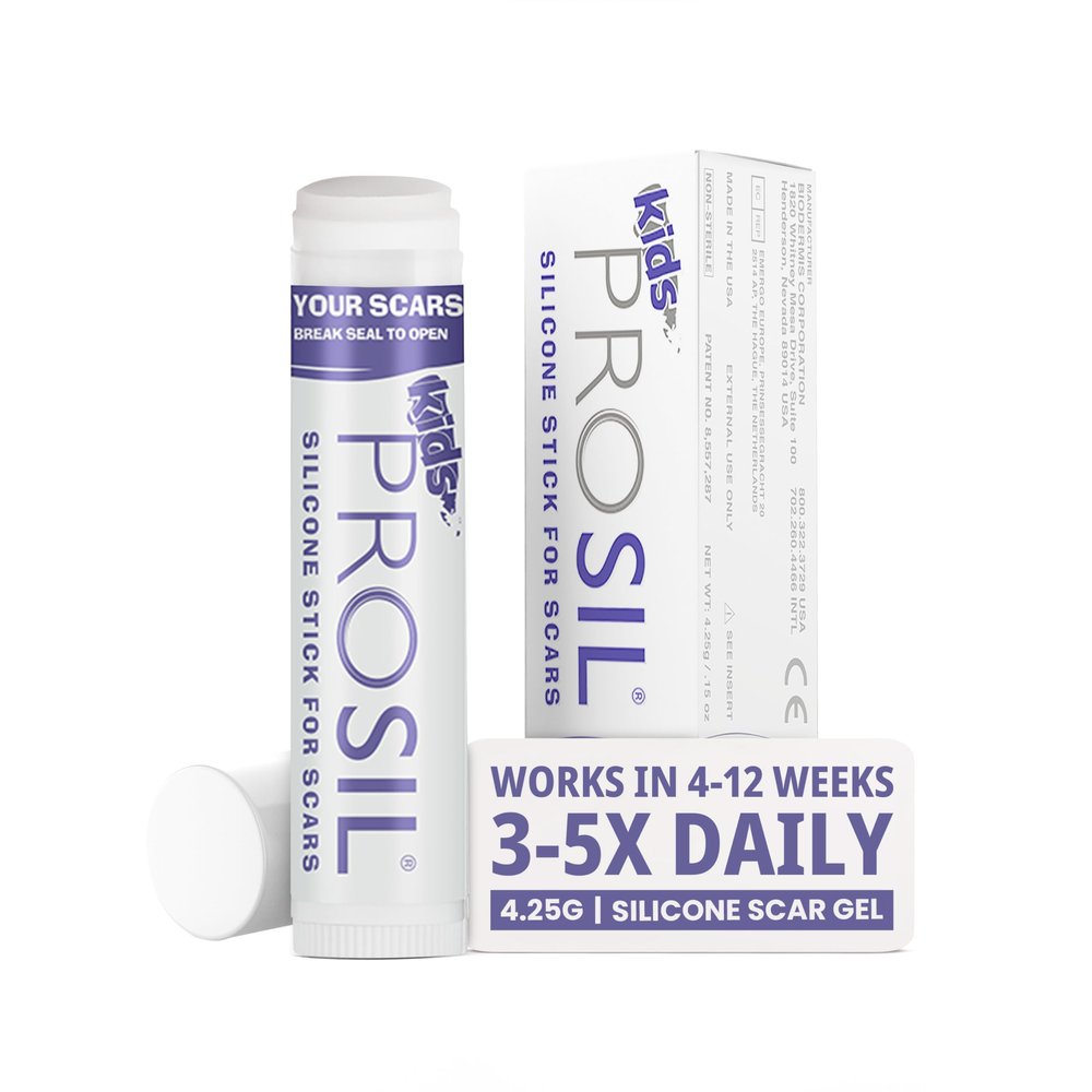Pro-SIL Kids 4.25g Mess-Free, Glide-On Silicone Stick for Kids Hypoallergenic, Non-Toxic Silicone Formula Pocket-Sized Scar Treatment for On-The-Go Use Ideal for Exposed Scars on Face & Body