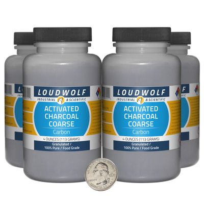 Activated Charcoal / 1 Pound / 4 Bottles / 100% Pure Food Grade/Granulated