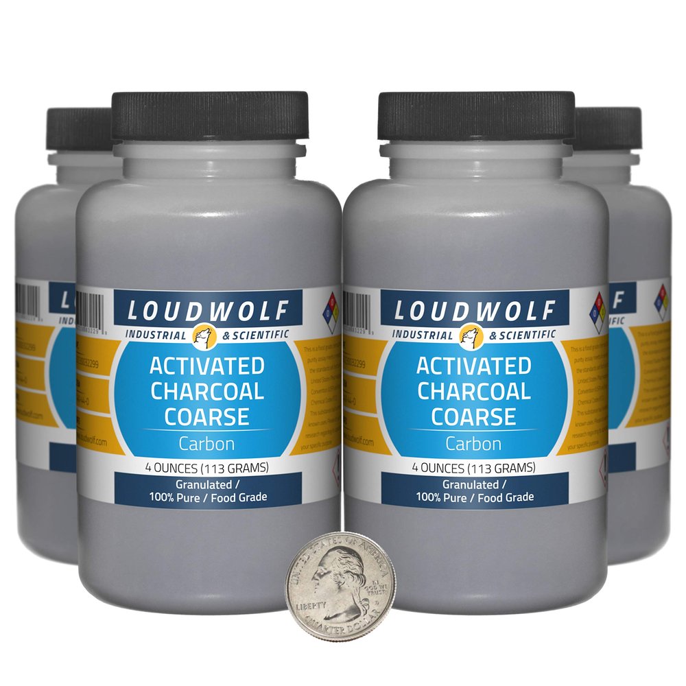 Activated Charcoal / 1 Pound / 4 Bottles / 100% Pure Food Grade/Granulated