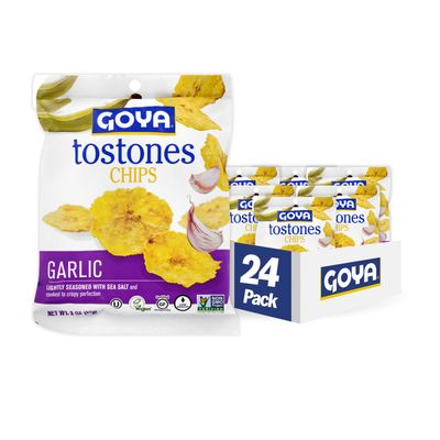 Goya Tostones Chips, Garlic, 2 Ounce (Pack of 24) - Lightly Seasoned with Sea Salt - Great for dipping in Salsas and Guacamole.