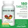 Maxi Health Vitamin D3 3000 IU 75 mcg Vitamin D Supplement for Healthy Bones, Teeth, Immune Support - VIT D3 Supplement Easy to Swallow Non-GMO, Supplement for Men and Women  Kosher (180 Tablets) view 2