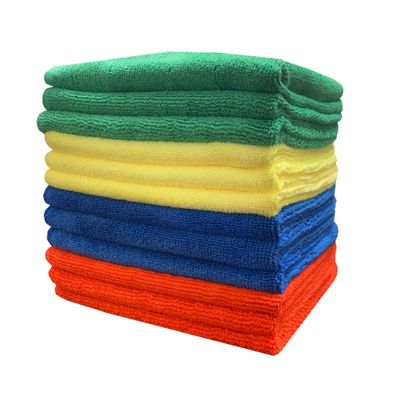 CleanAide Ultra-Absorbent 300 GSM Microfiber Towels for Auto Detailing, Home & Commercial Cleaning, Streak-Free, Lint-Free, Reusable & Machine Washable, 4 Colors for Organization,16x16 Inch, 12-Pack