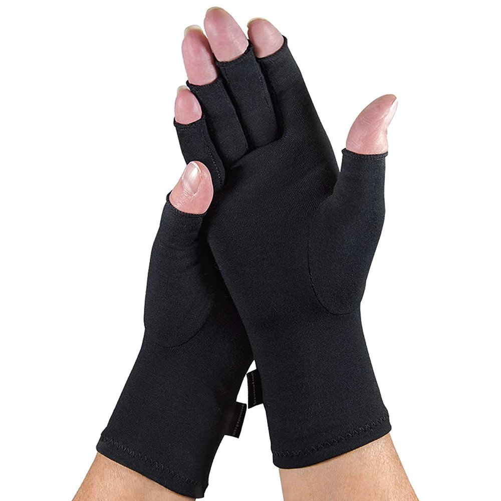 IMAK Brownmed Compression Arthritis Gloves - Fingerless Compression Gloves - Supports Circulation - Black - Medium