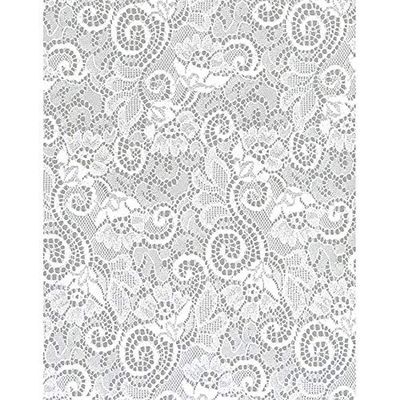 Hampshire Paper 24-Inch-Wide Krystalphane Decorated Cellophane, 1 Roll 100 Feet Long - White Victorian Lace Design