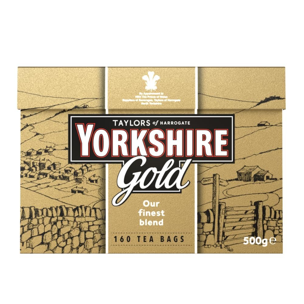 Yorkshire Tea, Gold, Pillow Tea Bags, 160 Count (Pack of 6), Premium Blend, Rich, Smooth, and Satisfying, Classic British Breakfast Blend, Caffeinated, Enjoy Hot or Iced, 160 Teabags