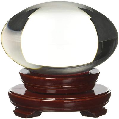 Amlong Crystal Meditation Divnation Sphere Feng Shui Crystal Ball, Lensball, Decorative Ball with Wooden Stand and Gift Box, Clear, 3.1 inch (80mm) Diameter
