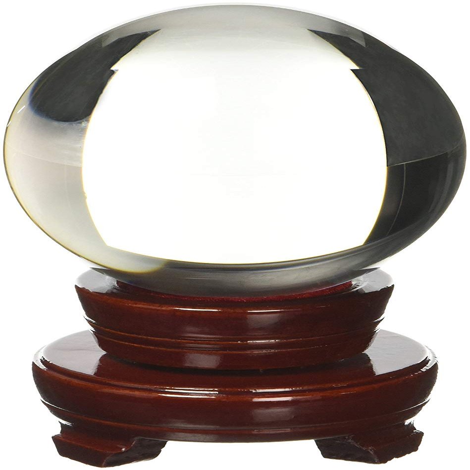 Amlong Crystal Meditation Divnation Sphere Feng Shui Crystal Ball, Lensball, Decorative Ball with Wooden Stand and Gift Box, Clear, 3.1 inch (80mm) Diameter