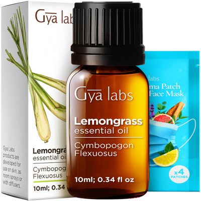 Gya Labs Lemongrass Essential Oil - 0.34 Fl Oz - for Hair, Skin, Diffuser, Aromatherapy & DIY Candle Making Scent