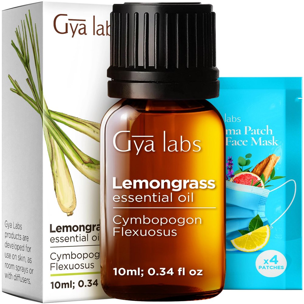 Gya Labs Lemongrass Essential Oil - 0.34 Fl Oz - for Hair, Skin, Diffuser, Aromatherapy & DIY Candle Making Scent