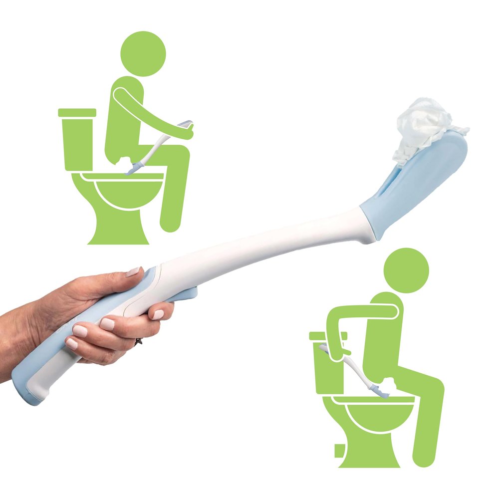 Juvo Toilet Aid - Personal Bottom Wiping Tool, Bathroom Mobility Aid for Disabled, Elderly, and Surgery Recovery - 18" long wand with hygienic cover