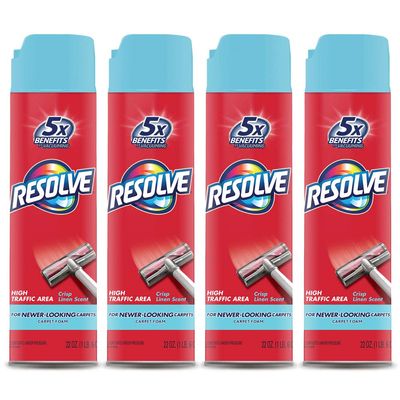 Resolve High Traffic Carpet Foam, Crisp Linen 88 oz (4 Cans x 22 oz), Cleans Freshens Softens & Removes Stains