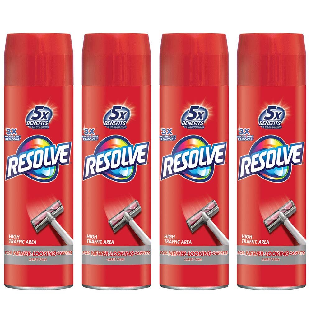 Resolve High Traffic Carpet Foam, 88 oz (4 Cans x 22 oz), Cleans Freshens Softens & Removes Stains