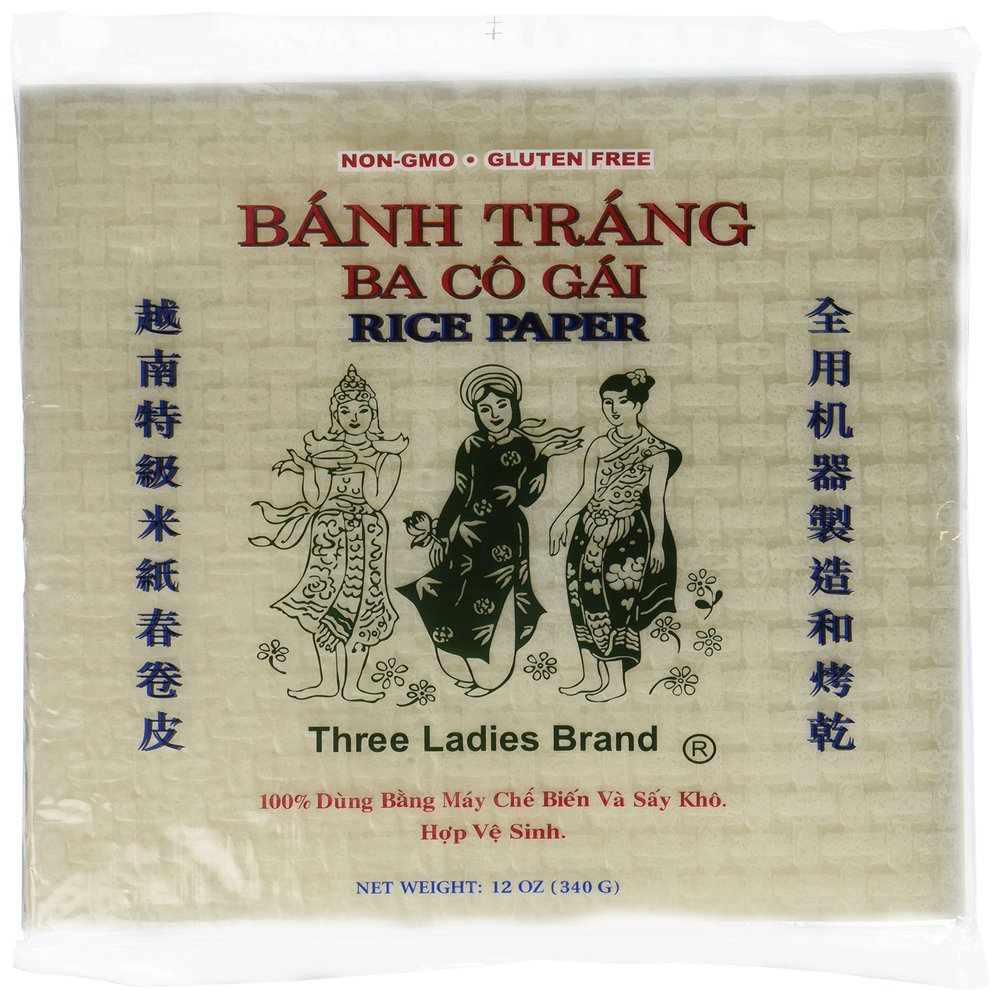 4 Packs Three Ladies Spring Roll Rice Paper Wrappers (Square 22cm)