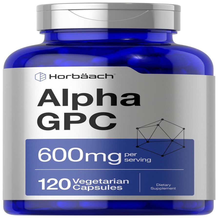 Horbach Alpha GPC 600mg | 120 Capsules | Vegetarian, Non-GMO & Gluten Free Choline Supplement | Supports Healthy Memory, Focus and Clarity