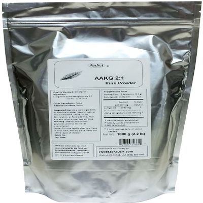 AAKG (2:1) 1000g (2.2 lb, 35.2 oz), L-Arginine Alpha Ketoglutarate (2:1) Pure Powder, Maximum Strength