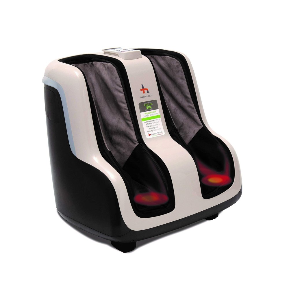 Human Touch Reflex SOL Foot & Calf Massager w/Heat - Plantar Fasciitis Relief + Circulation + Shiatsu Deep Kneading + Vibrating for Stress + Compression - Adjustable for Women and Men up to Size 12