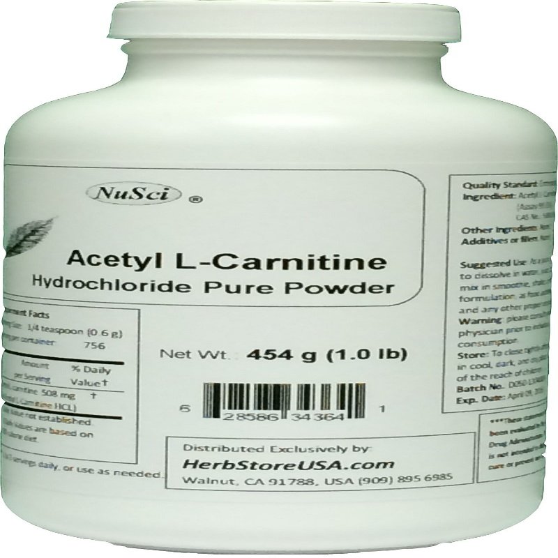 NuSci ALC Acetyl L-Carnitine HCl 454g (1.0 LB) Pure Powder