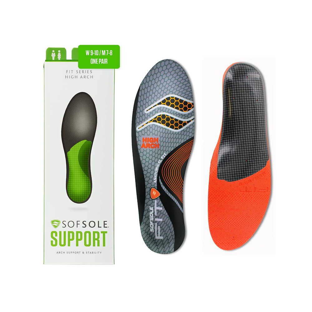 Sof Sole Men's High Arch Unisex FIT Support Insoles, Grey, Women's 15-16/Men's 13-14