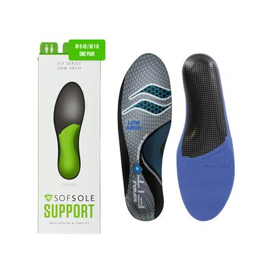 Sof Sole Women's Low Arch Unisex FIT Support Insoles, Grey, Women's 7-8