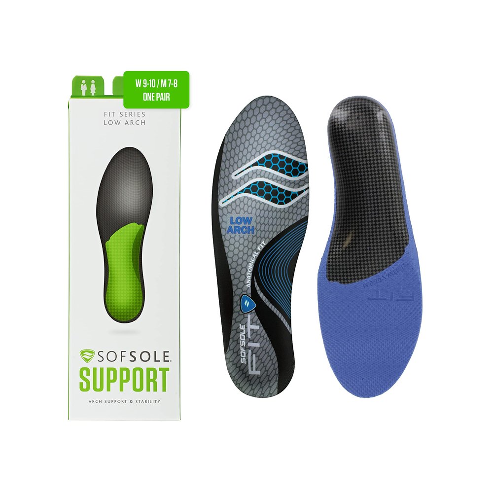 Sof Sole Women's Low Arch Unisex FIT Support Insoles, Grey, Women's 7-8