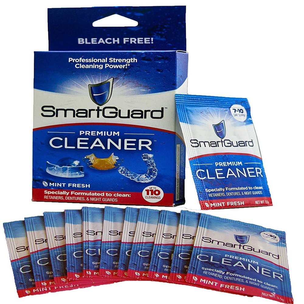SmartGuard Premium Cleaner Crystals (110 Cleanings)- Removes Stain, Plaque & Bad Odor from Dentures, Clear Braces, Mouth Guard, Night Guard & Retainers.