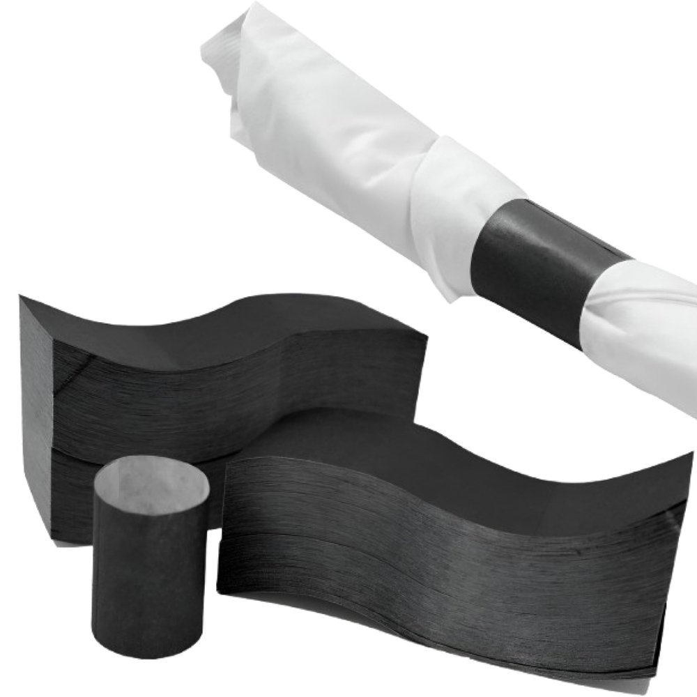 Perfect Stix - Napkin Band Black Napkin Band, 1.5" x 4.5", Black (Pack of 500)