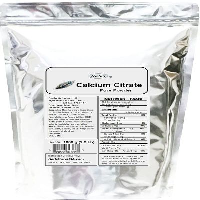 NuSci Calcium Citrate Powder Pure Bio-Available Form Calcium (1000 Grams (2.2 lb))