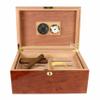 Quality Importers Milano Cigar Humidor, Rosewood, Spanish Cedar Tray With Divider, Holds 75-100 Cigars, 1 Round Humidifier And 1 Hygrometer With Brass Frame view 3